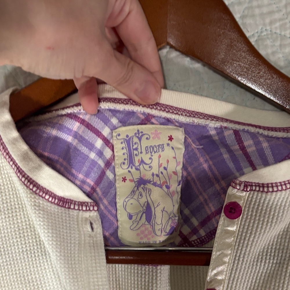 Disney Ivory Long Sleeve Top with Eeyore and flannel pants - Picture 2 of 9